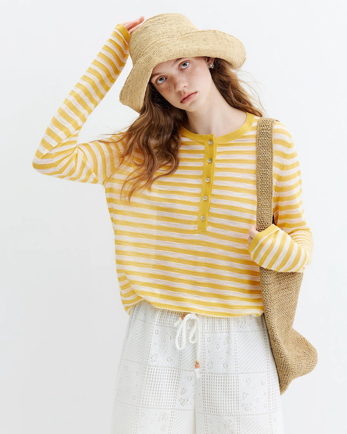 Striped Knit Long-Sleeve Top