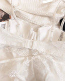 Lace Embroidery Half-Cup Thin Push-Up Bra Set