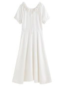 V-Neck Textured Sleeves Dress