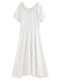 V-Neck Textured Sleeves Dress