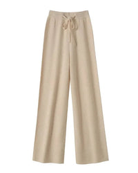 High Waist Wool Knit Wide-Leg Trousers
