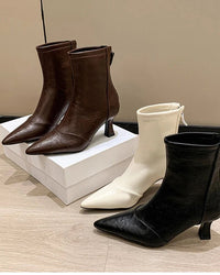 Stylish Pointed-Toe Zipper Chunky Heel Ankle Boots