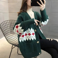 Vintage Plaid Single Breasted Cardigan