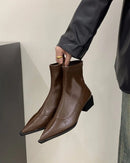 Stylish Square-Heeled Pointed-Toe Ankle Boots