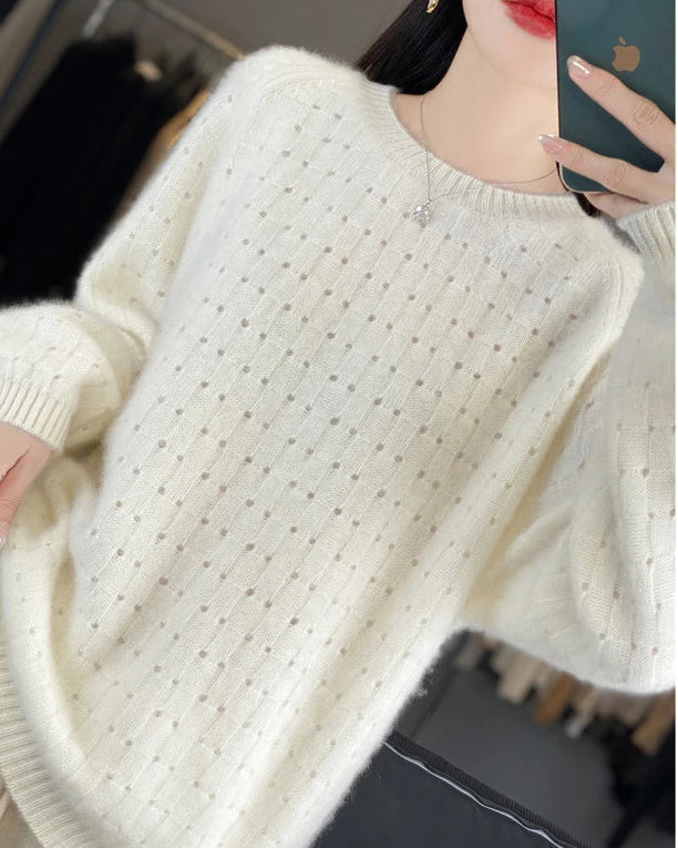 Merino Wool Jacquard Cut-Out Knit Pullover