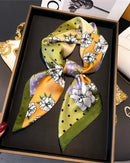 Printed Satin Square Neckerchief Scarf