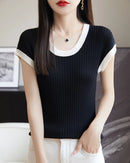 Round Neck Slim Fit Sleeveless Knit Top