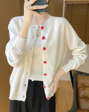 Merino Wool Half-High Collar Loose Knit Cardigan