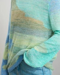 Round Neck Color-Blocked Long-Sleeved Knit Cardigan
