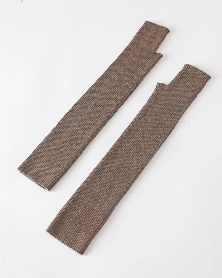 Wool Blend Knit Long Arm Warmers