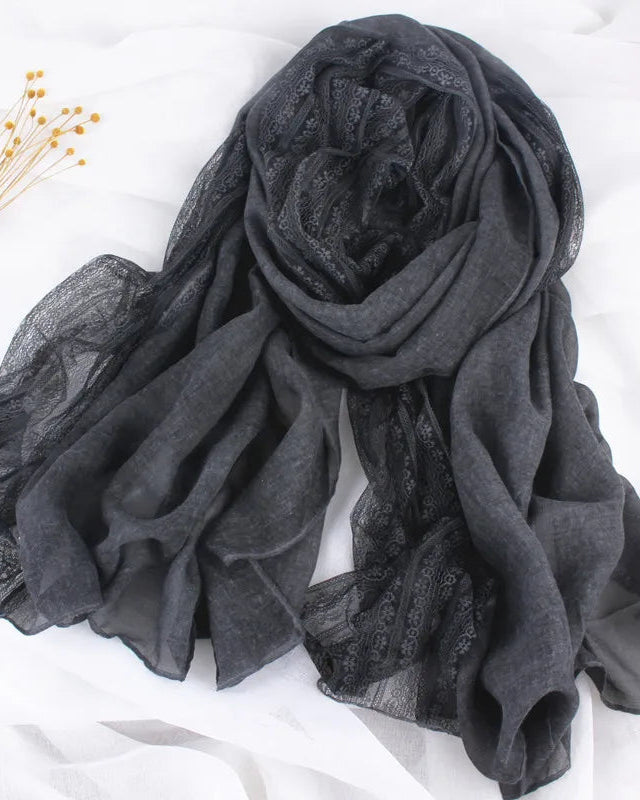 Lace Trim Long Shawl Scarf