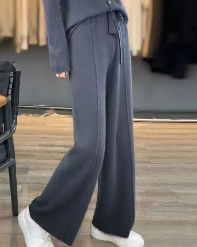 Wool Knit Wide-Leg Pants