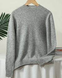 A thick 100% Australian extrafine merino wool sweater with a mock neck and full sleeves, designed for soft anti-pilling warmth that layers easily.