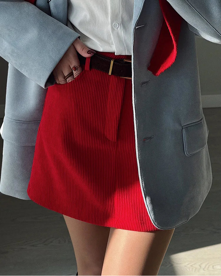 Corduroy Slim-Fit Mini Skirt
