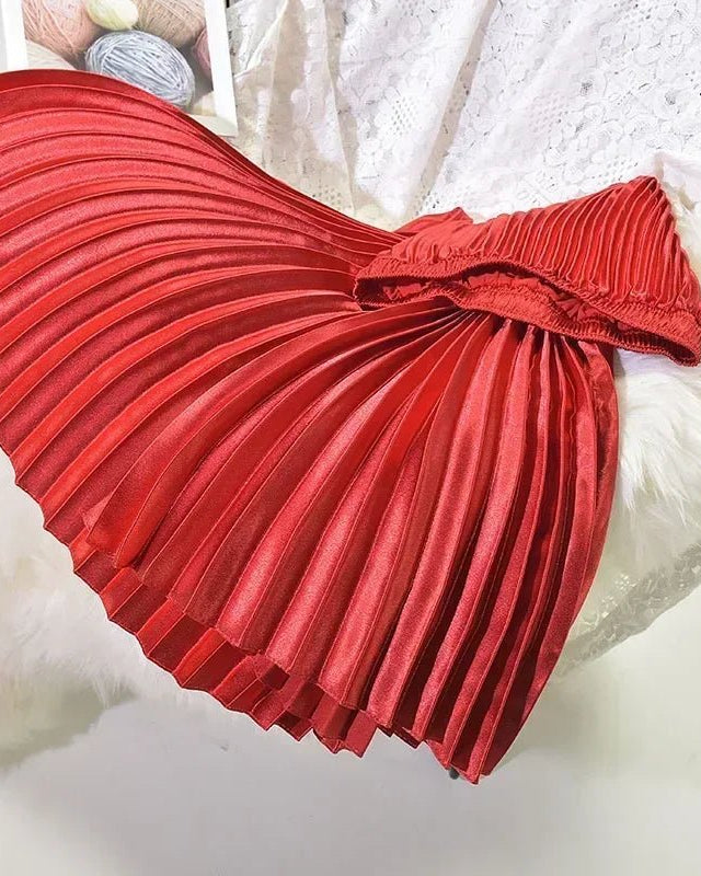 Velvet High Waist Pleated Skirt