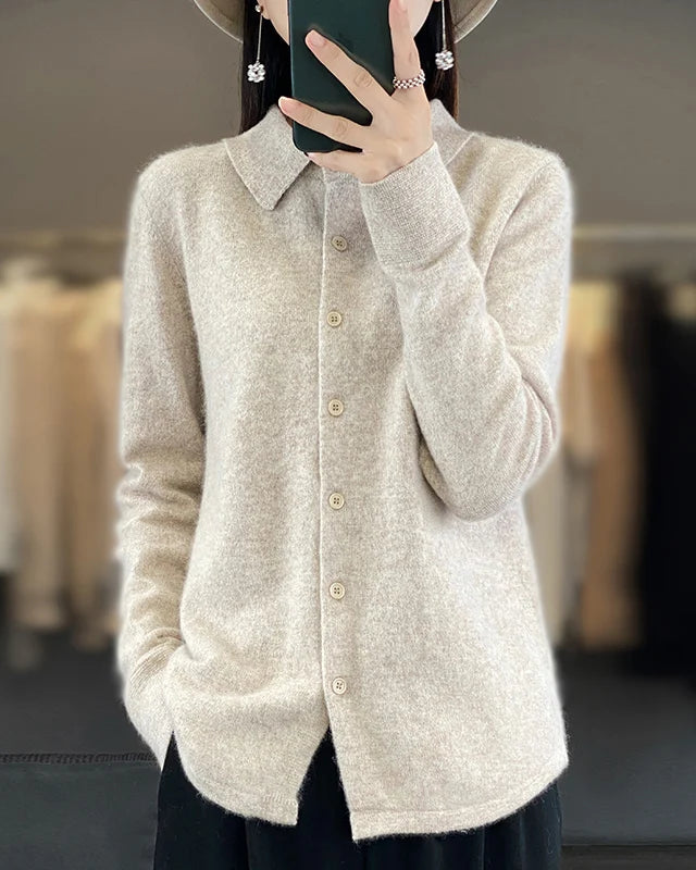 Mink Cashmere Polo Cardigan