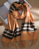 Plaid Wool Fringe Scarf