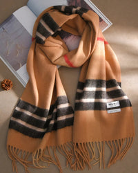Plaid Wool Fringe Scarf