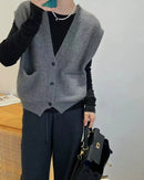 Merino Wool V-Neck Knit Vest
