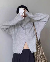 Wool Turtleneck Zip Cardigan