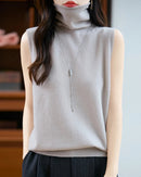 Wool Turtleneck Sleeveless Knit Vest