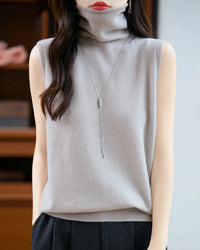 Wool Turtleneck Sleeveless Knit Vest