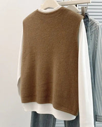 V Neck Button Knit Sleeveless Vest