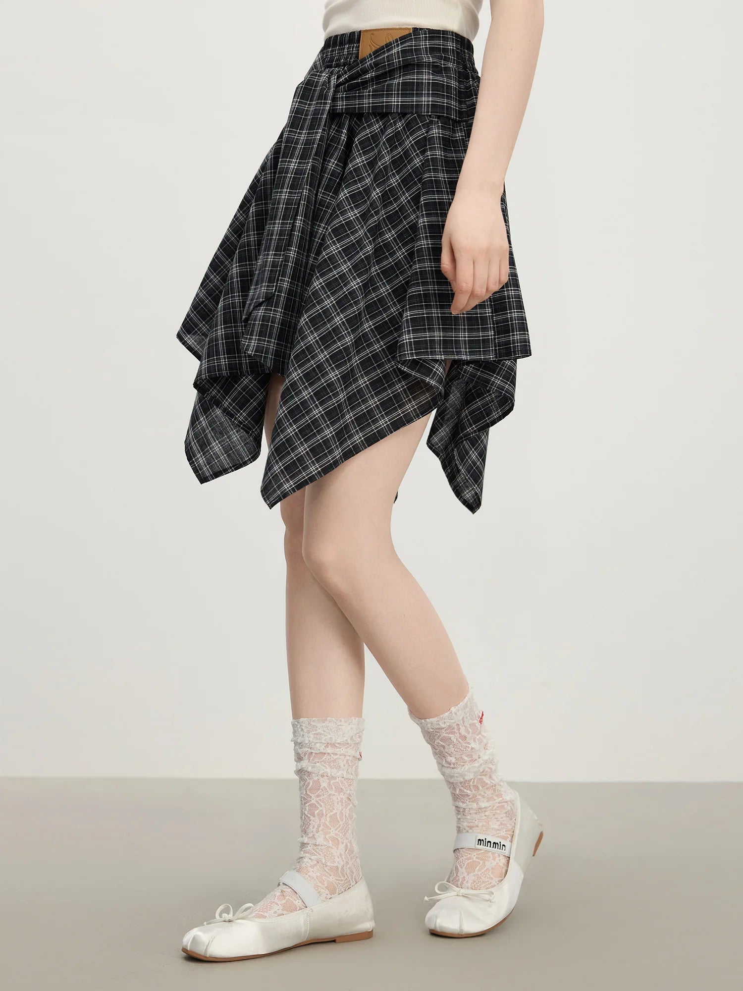 Textured High Waist A-Line Skirt