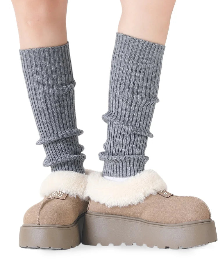 Ribbed Wool-Blend Calf Warmers