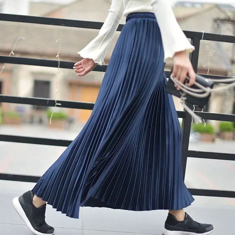 Velvet High Waist Pleated Skirt