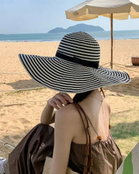 Striped Oversized Foldable Sun Hat