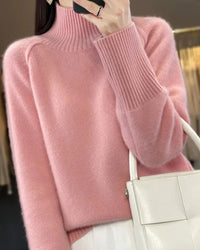 Raglan Merino Wool Mock Neck Sweater