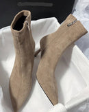 Stylish Pointed-Toe Side Zipper Sock Boots