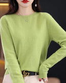Merino Wool O-Neck Knit Sweater