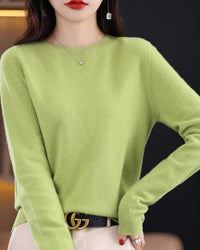 Merino Wool O-Neck Knit Sweater