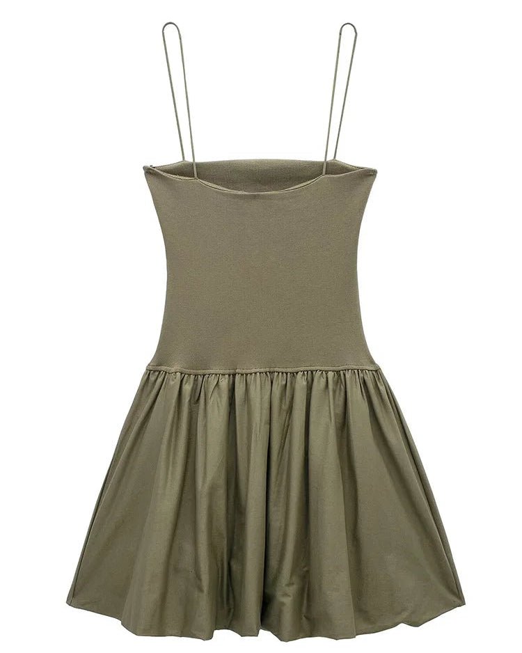 Stylish Pleated Patchwork Backless Mini Dress