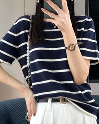 Casual Cotton Patchwork Short Sleeve Top
