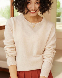 Cashmere Crew Neck Long-Sleeved Pullover Sweater