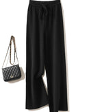 Merino Wool Solid Elastic Waist Wide Leg Knit Trousers