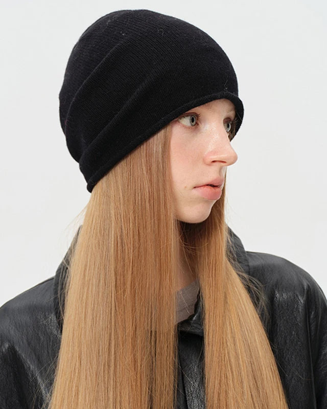 Rolled-Edge Wool Slouch Beanie