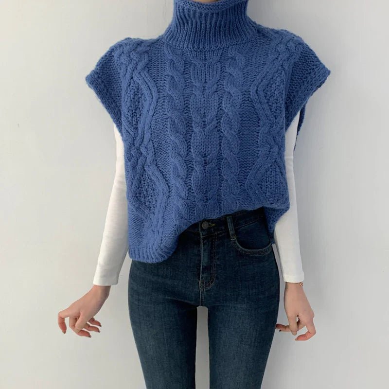 Half High Collar Vintage Vest Sweater