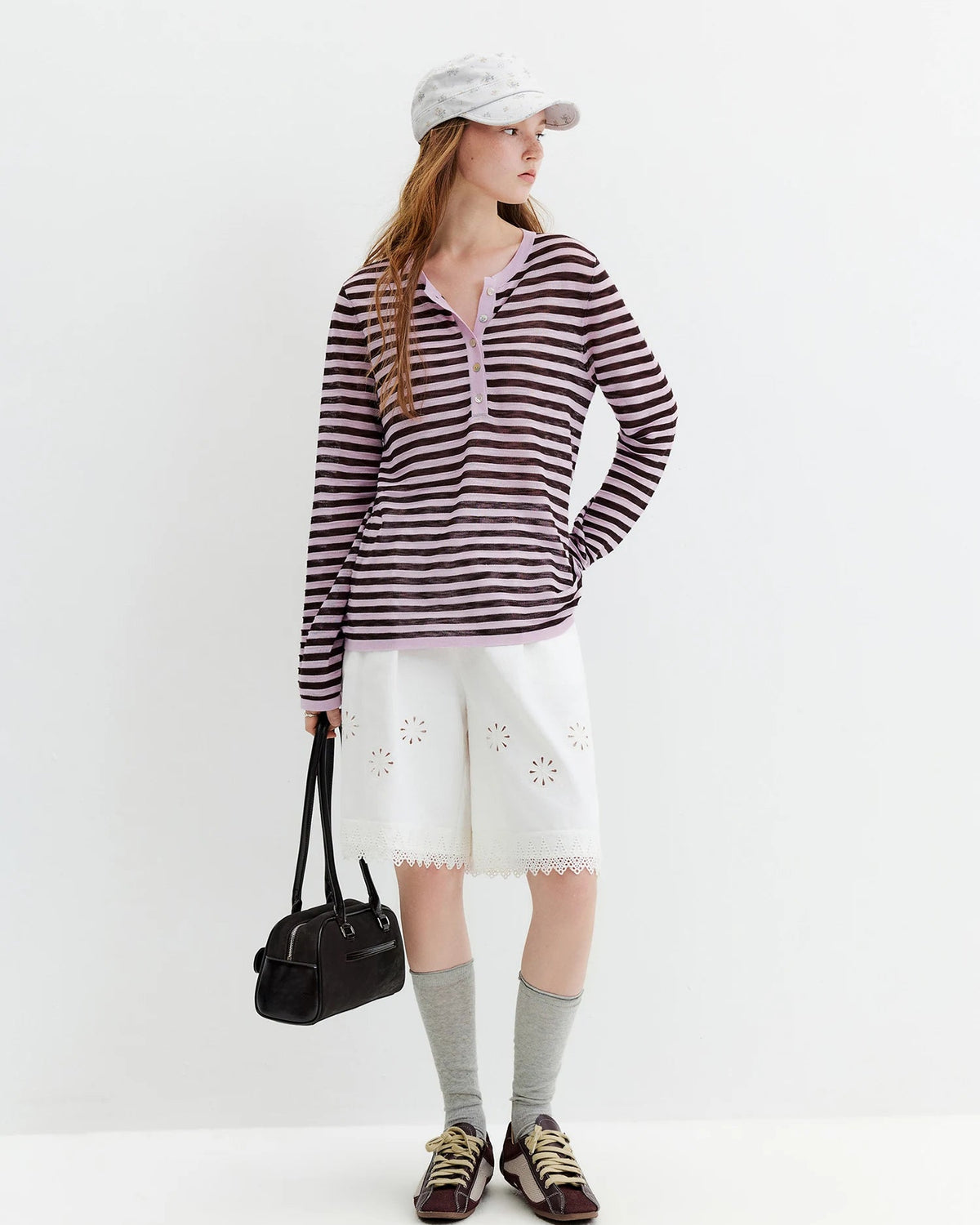 Striped Knit Long-Sleeve Top
