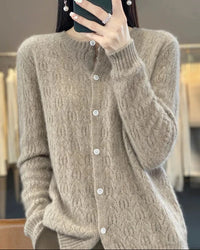 Thick Button-Front Merino Wool Cardigan
