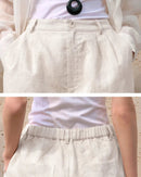 High-Waisted Casual Linen Shorts