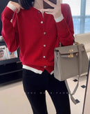 Cashmere Knitted Cardigan Faux Two-Piece Sweater