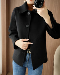 Classic Refined Wool Buttoned Overcoat