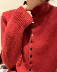 Comfortable Stand-Collar Single-Breasted Sweater