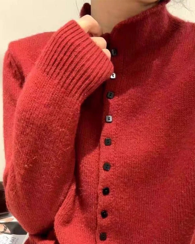 Comfortable Stand-Collar Single-Breasted Sweater