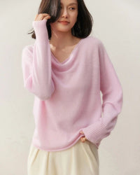 Casual Cashmere Irregular Neckline Sweater