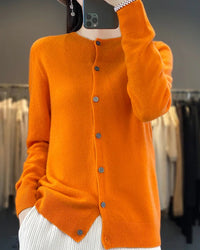 Merino Wool Round Neck Knit Cardigan